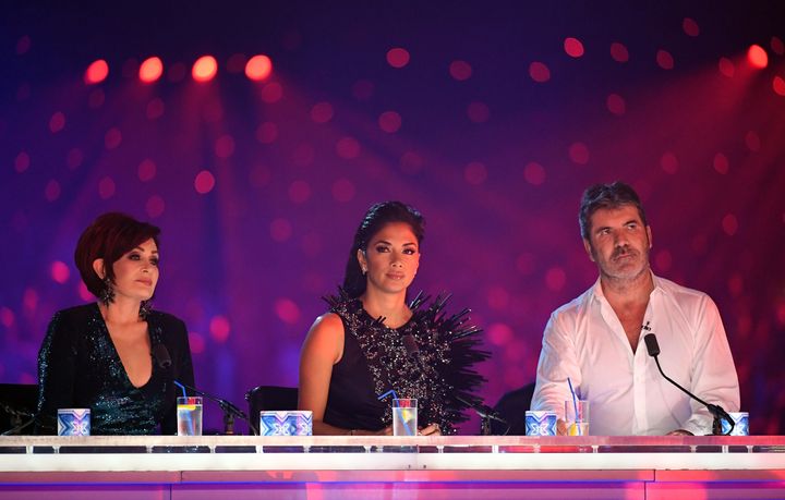 Sharon with her former co-stars Nicole Scherzinger and Simon Cowell