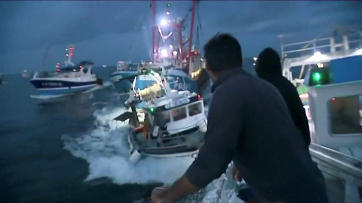 French and British fishing boats collide during in the English Channel
