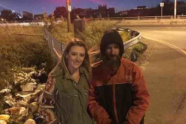 Kate McClure, left, and Johnny Bobbitt Jr. posing for a photo that appeared on the GoFundMe website.