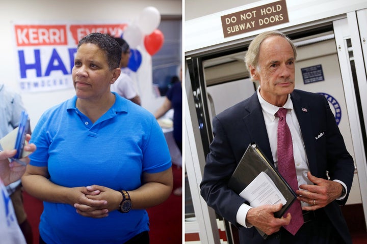 Kerri Evelyn Harris, a community activist, has mounted an unexpectedly spirited primary bid against Sen. Tom Carper (D-Del.).