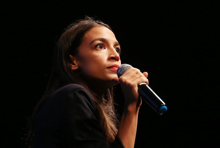 The June primary win of Alexandria Ocasio-Cortez, seen here speaking at a fundraiser in Los Angeles, gave Harris' campaign new life. Ocasio-Cortez has since rallied for Harris.