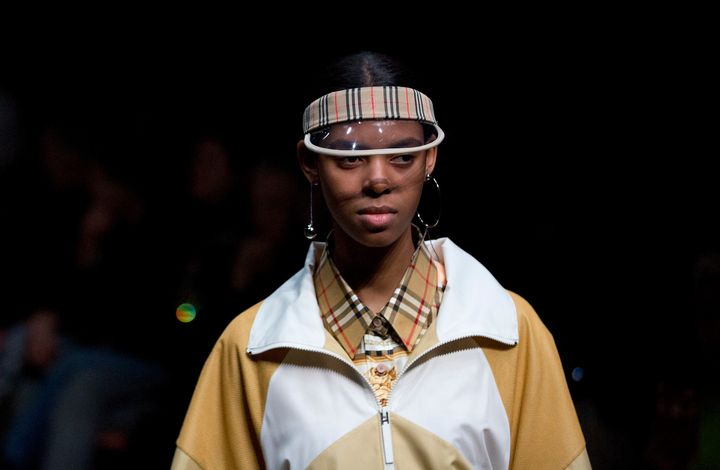 A model on the catwalk during the Burberry Autumn/Winter 2018 London Fashion Week show in February 