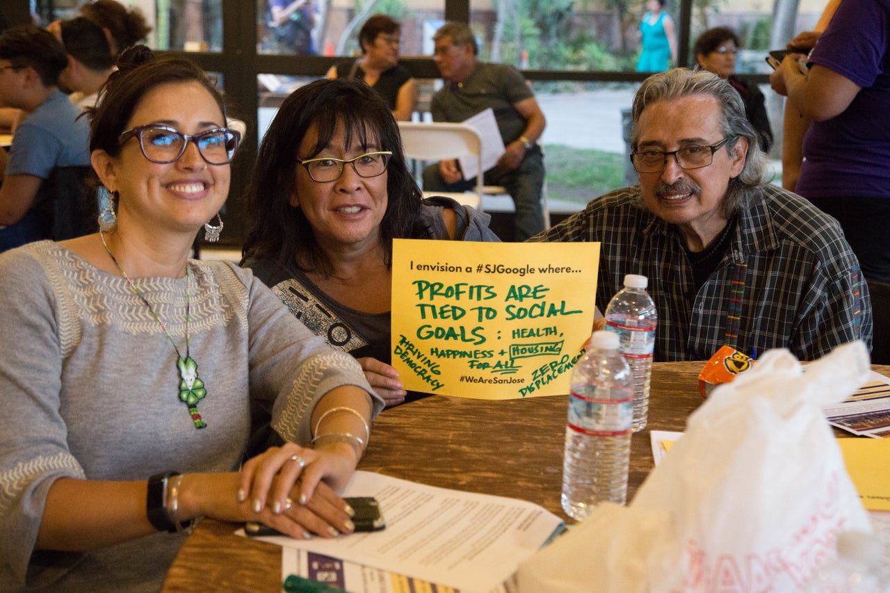 Attendees at a community town hall meeting run by Silicon Valley Rising share their vision for the Google mega-campus.