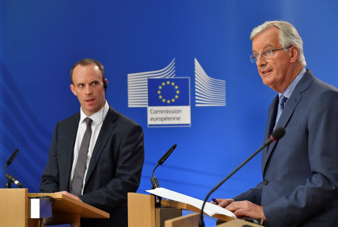 Brexit Secretary Dominic Raab and EU negotiator Michel Barnier