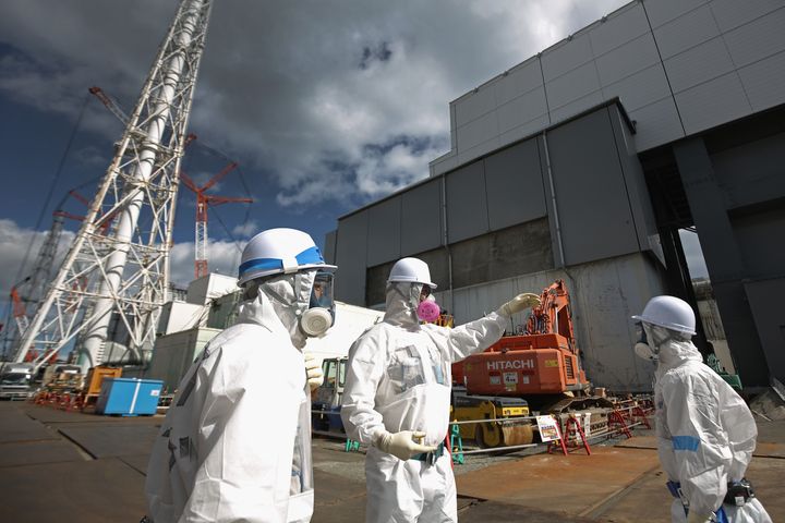Workers seen at the Fukushima nuclear power plant in 2016