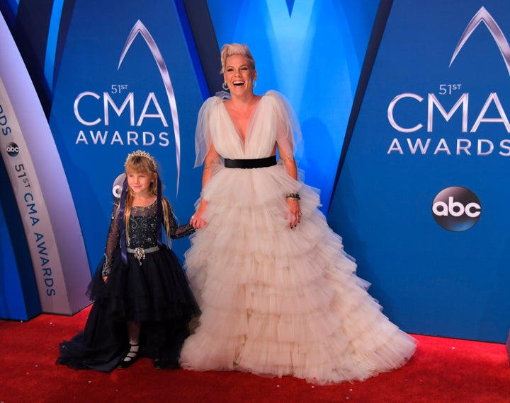 51st Country Music Association Awards – Arrivals - Nashville, Tennessee, U.S., 08/11/2017 - Singer Pink and her daughter Willow. REUTERS/Harrison McClary