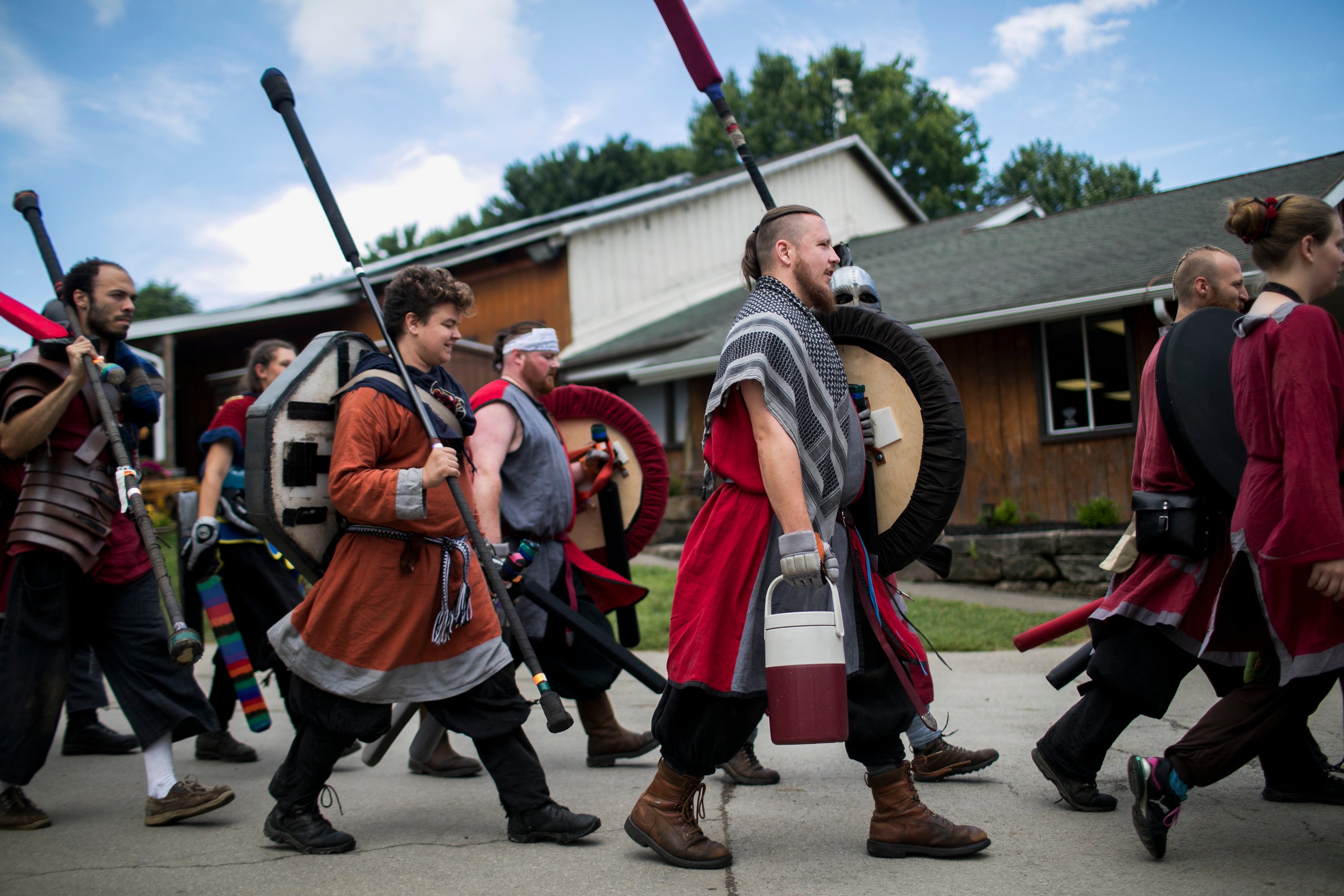 Warriors march to the battlefield.