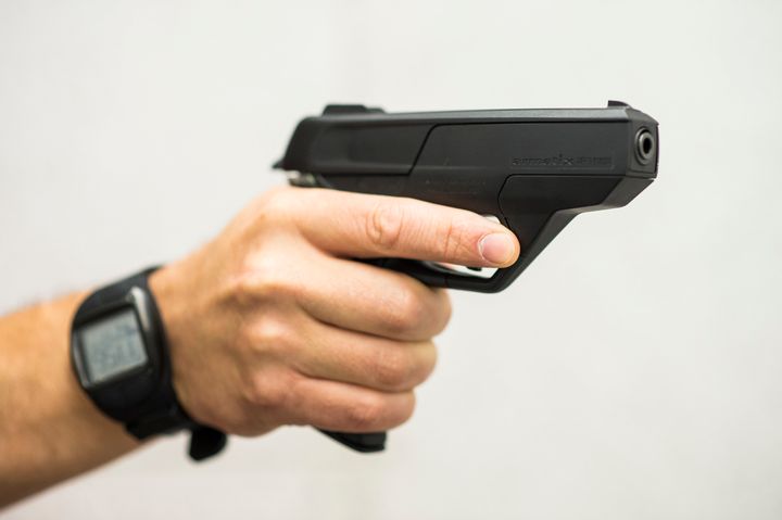 An Armatix iP1, which requires an accompanying watch with RFID technology to unlock the gun.