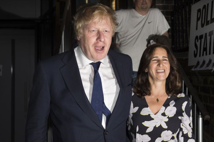 Boris Johnson and wife Marina Wheeler leave after casting their votes at a polling station on the EU Referendum in London in June 2016.