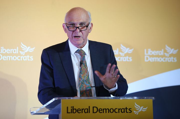 Liberal Democrat leader Sir Vince Cable giving a speech at the National Liberal Club, London on Friday.