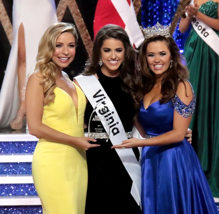 Miss Virginia, Emili McPhail, (middle) won the On Stage Question portion of the competition.