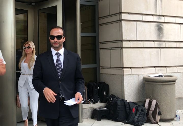 George Papadopoulos leaves a federal courthouse in Washington, D.C., on Friday after being sentenced to 14 days in prison.