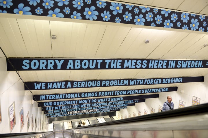 Signs put up in 2015 by the Sweden Democrats in Stockholm accuse the government of not doing