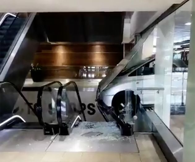 Car Crashes Through Plate Glass Window At Westfield Stratford 