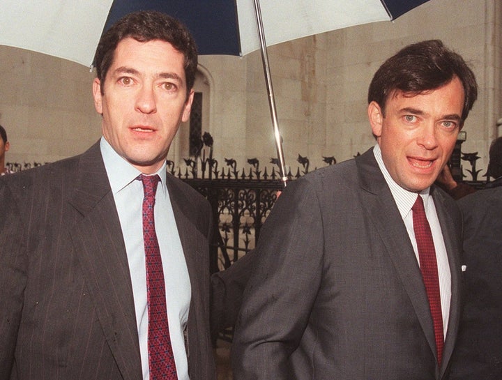 Kevin and Ian Maxwell outside the High Court on the day they learned they would not face a second trial for a fraud orchestrated by their late father (Stefan Rousseau/PA).