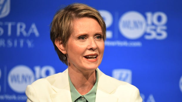Cynthia Nixon speaks during the Democratic gubernatorial primary debate at Hofstra University in Hempstead, New York August 29, 2018.    J. Conrad Williams Jr./Pool via REUTERS