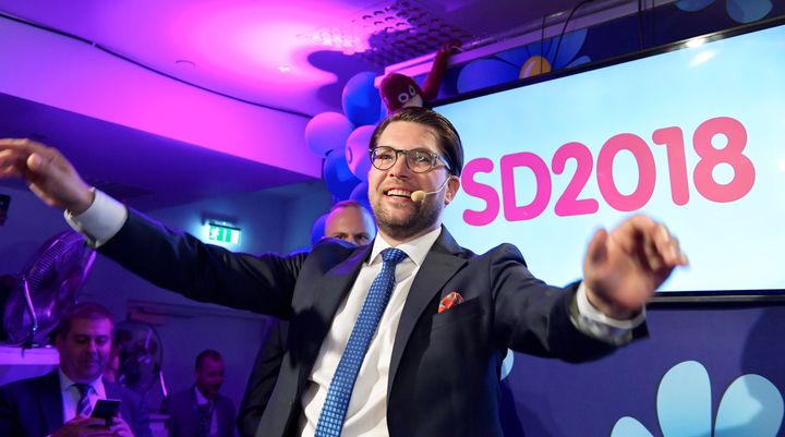 The Sweden Democrats, a far-right party with roots in the white supremacist fringe and headed by Jimmie Akesson (above), won 17.6 percent and 63 seats, up from 12.9 percent and 49 seats in the last election four years ago, the biggest gain by any party in Sweden’s parliament.
