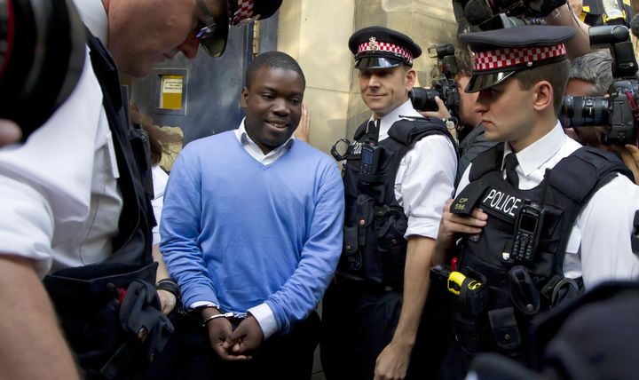 Adoboli leaving City of London magistrates court where he appeared over charges of fraud at banking giant UBS, 2011.