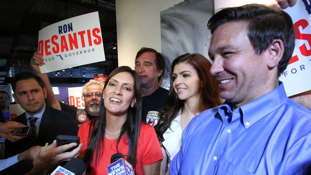 Republican nominee for the Florida governor, Ron DeSantis, introduces his running mate, Jeanette Nunez, after the rally where Republican nominees for the 2018 election gathered at the Ace Cafe in downtown Orlando, Thursday, Sept. 6, 2018. (Joe Burbank/Orlando Sentinel/TNS/Sipa USA)
