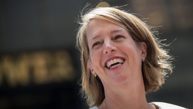 NEW YORK, NY - AUGUST 8: Zephyr Teachout, law professor at Fordham University and candidate for New York Attorney General, speaks during a press conference outside of Trump Tower in Midtown Manhattan, August 8, 2018 in New York City.  Teachout and New York gubernatorial candidate Cynthia Nixon endorsed each other's campaigns during the press conference. (Photo by Drew Angerer/Getty Images)