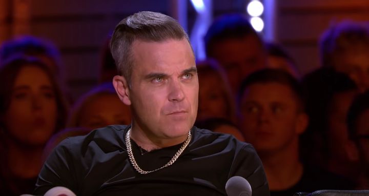 Robbie Williams at the judges' table