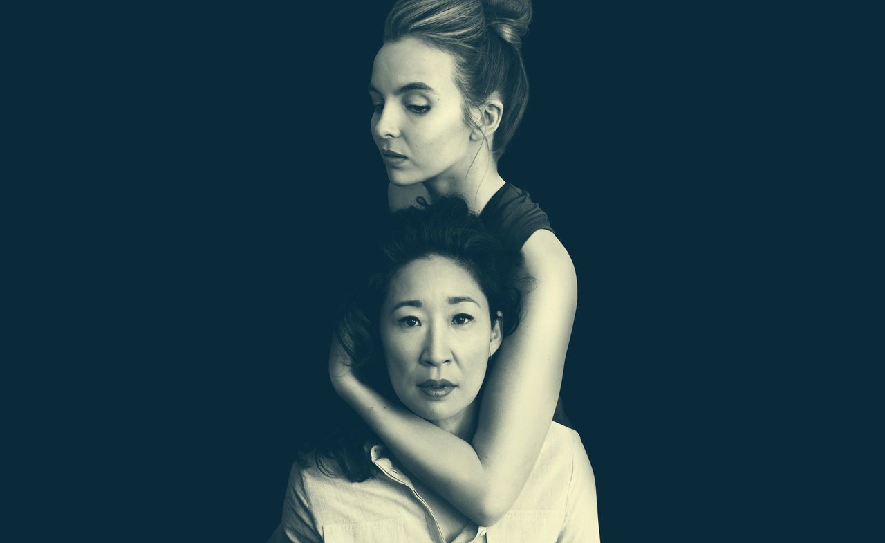 MI5 officer Eve Polastri is played by 'Grey's Anatomy' star Sandra Oh (front) who is assigned to track down assassin Villanelle, played by Jodie Comer.