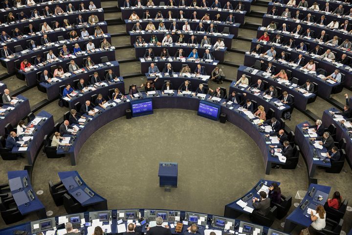 MEPs in the European Parliament in Strasbourg, France, vote to trigger the so-called Article 7 procedure 