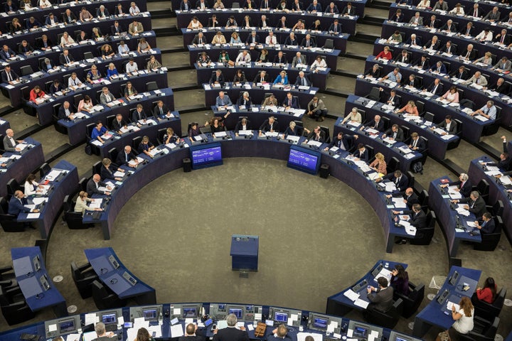 MEPs in the European Parliament in Strasbourg, France, vote to trigger the so-called Article 7 procedure 