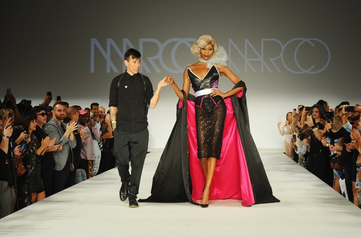 Designer Marco Morante (left) said he wanted “to create a space to celebrate trans bodies” with the New York Fashion Week debut of his Collection Seven line.