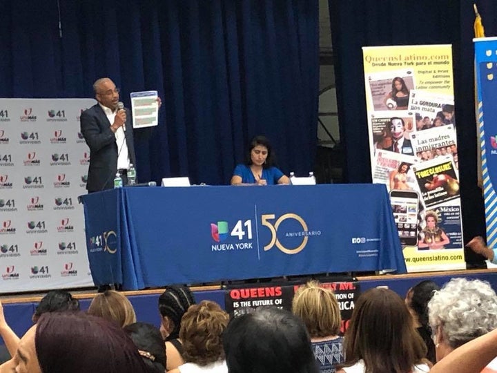 New York state Sen. Jose Peralta debates primary challenger Jessica Ramos. Peralta has drawn criticism for joining a group of