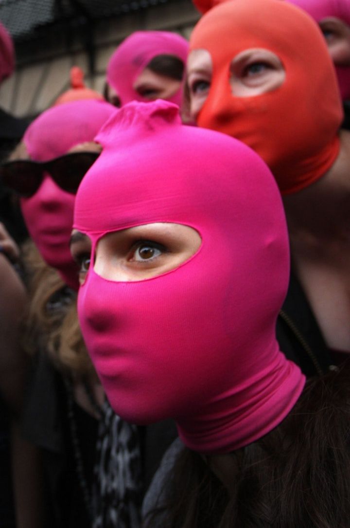 <strong>Protesters dressed as members of Pussy Riot.</strong>