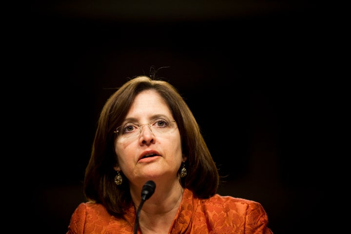 Kathleen Corbet, former president of Standard & Poor's, testifies at a Senate subcommittee hearing in Washington, D.C., on April 23, 2010.