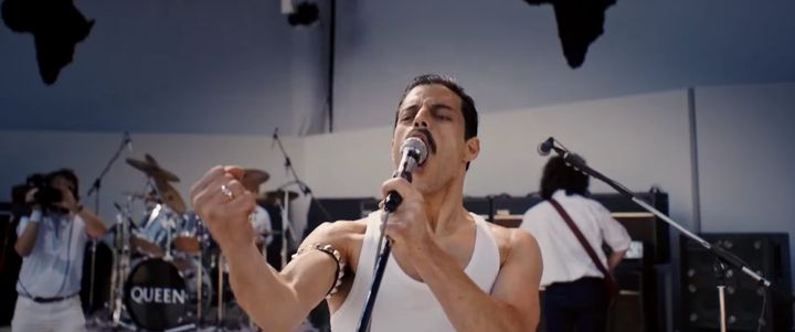 Rami as Freddie Mercury in the trailer