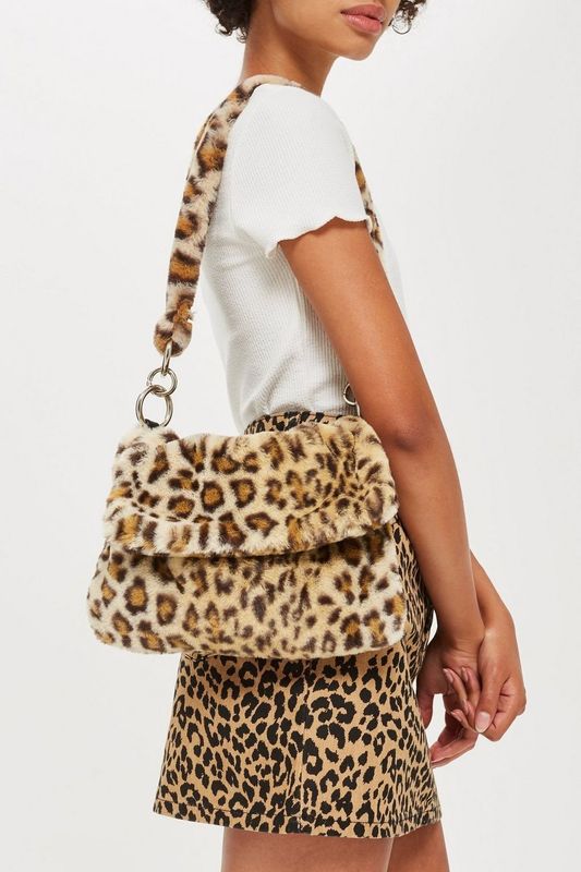 Leopard Print Teddy Faux Fur Shoulder Bag, &pound;29, TopShop.&nbsp;