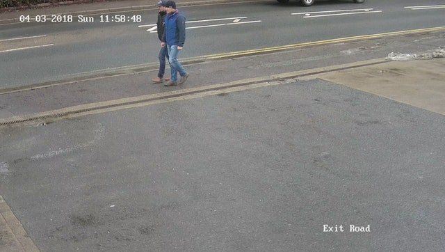 CCTV footage showing Russian nationals Ruslan Boshirov and Alexander Petrov in Wilton Road, Salisbury, shortly before midday on the day of the attack.