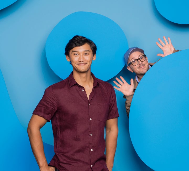 New "Blue's Clues" host Joshua Dela Cruz and original host Steve Burns.