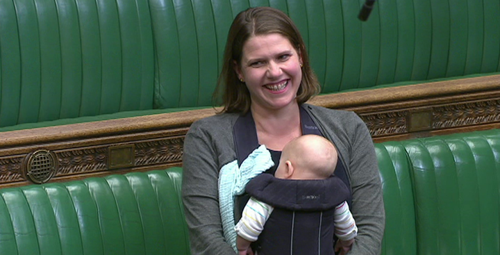 Lib Dem MP Jo Swinson with her baby son Gabriel 