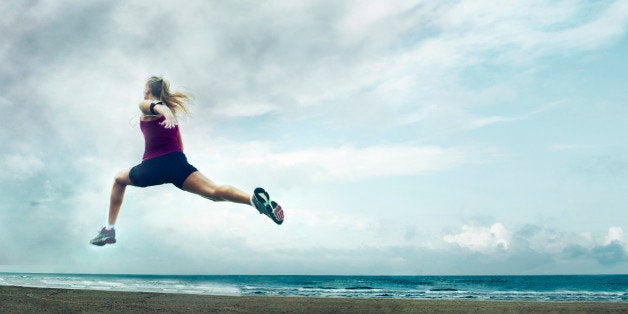 fitness, running, wellness, training, exercise, healthy, lifestyle, beach, jog, sprint, jump, storm, dark clouds, fast, speed, woman, blonde, caucasian, pretty, motion, youth, energy, confident, alone, athletic, motivation, inspiration, creative, healthy, determination, goal, morning, freedom, happy