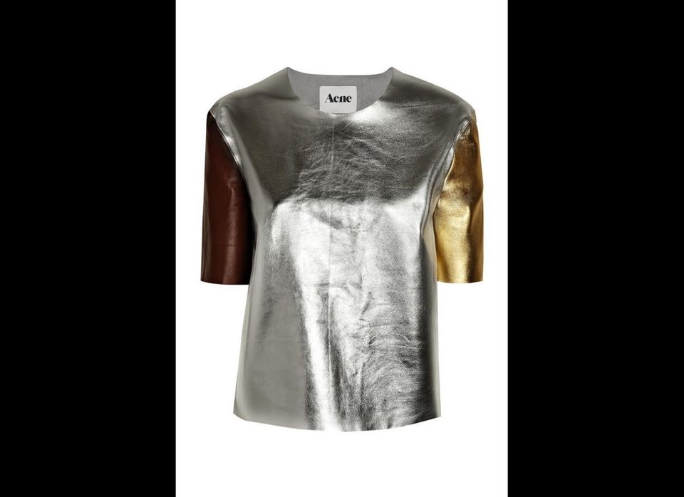 Acne 'Moma' Metallic Leather Patchwork Top 