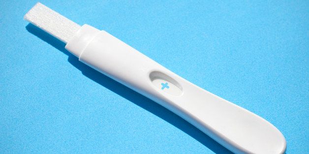 Pregnancy test showing positive result
