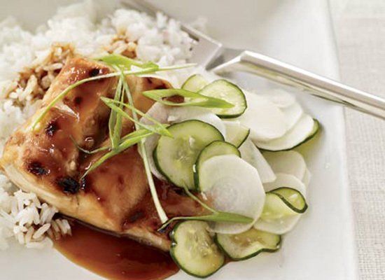 Fish Teriyaki With Sweet-And-Sour Cucumbers