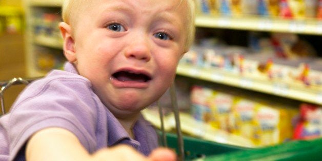 Toddler boy crying in grocery store