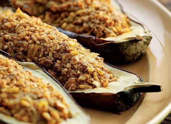 Indian-Spiced Stuffed Eggplant