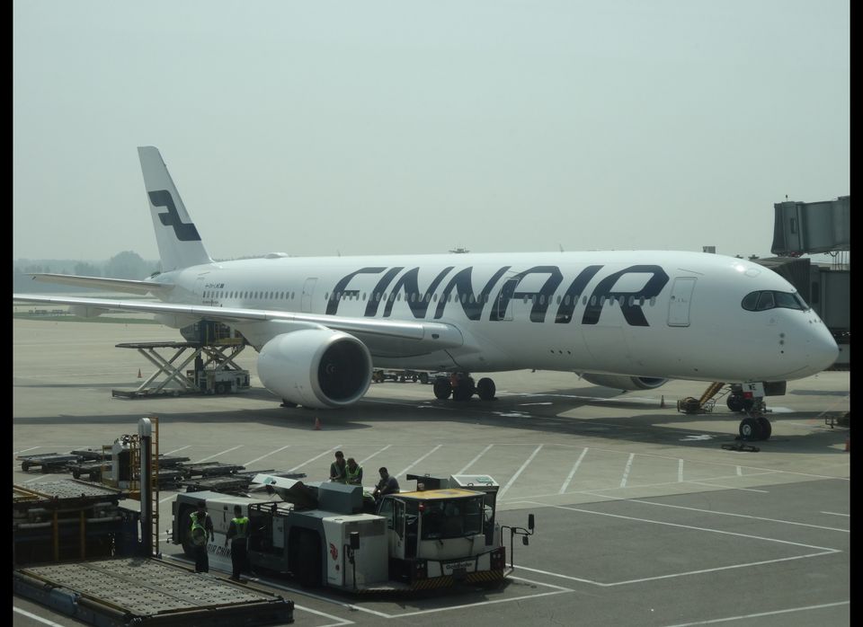 Finnair A350 at a gate in Beijing