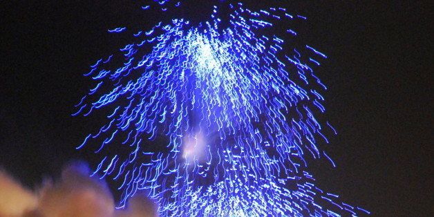 Sample fireworks display on the Pooram eve.
