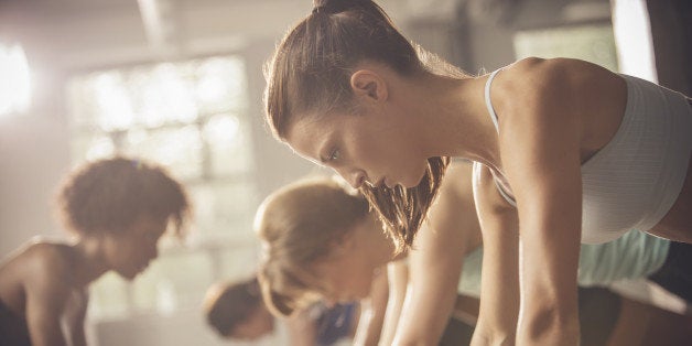 Women working out in exercise class