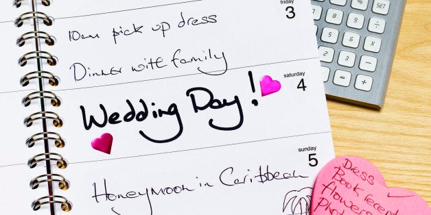 Wedding day in diary