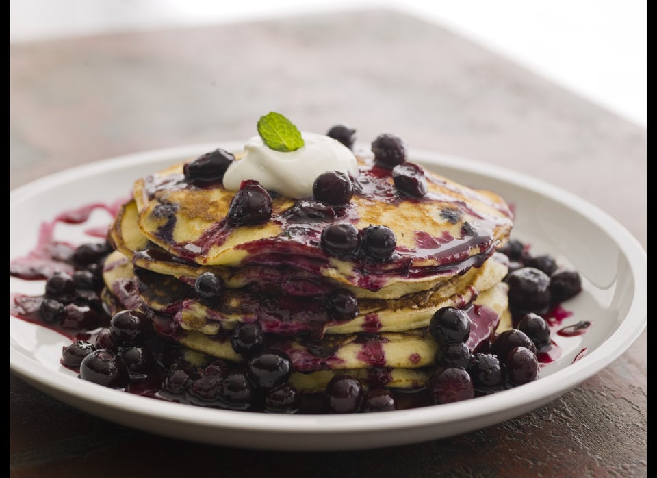 Blueberry Pancakes With Blueberry Compote