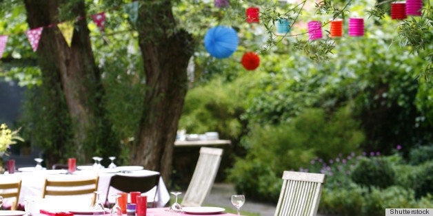 Tables and decoration prepared for an outdoor party