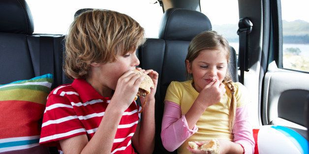 Kids eating fast food